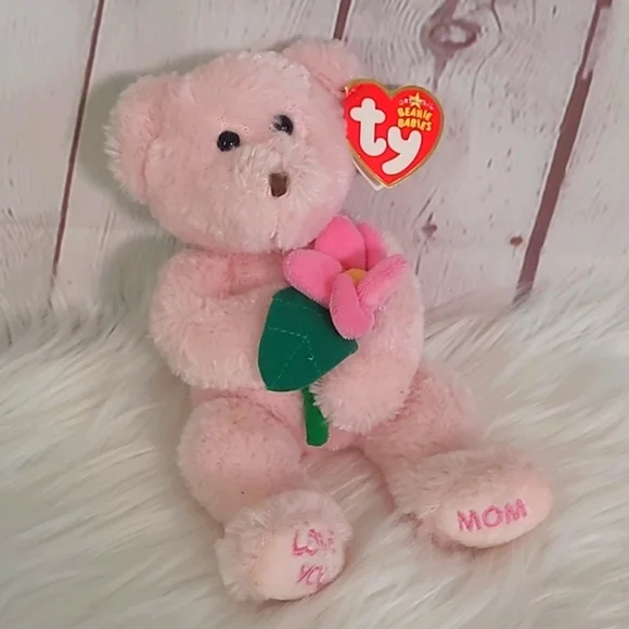 Y2K TY Beanie Baby Pink Love You Mom Mother's Day Bear Plush Stuffed Animal Toy - Picture 14 of 14